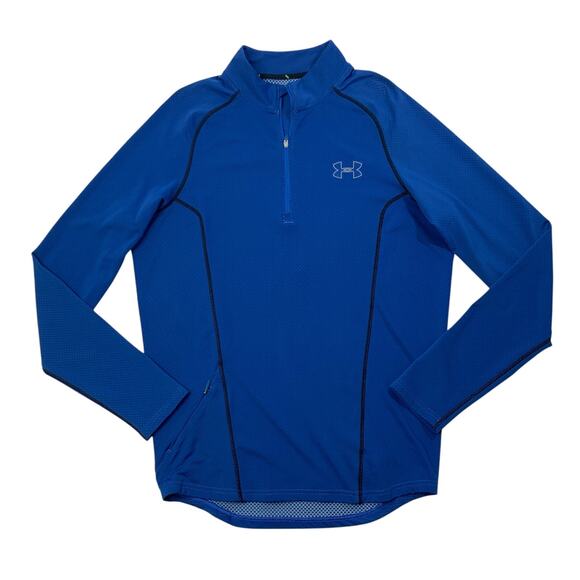 Under Armour Running Shirt Mens XL Fitted Blue Quarter Zip Mock AllSeasonGear - Picture 1 of 11